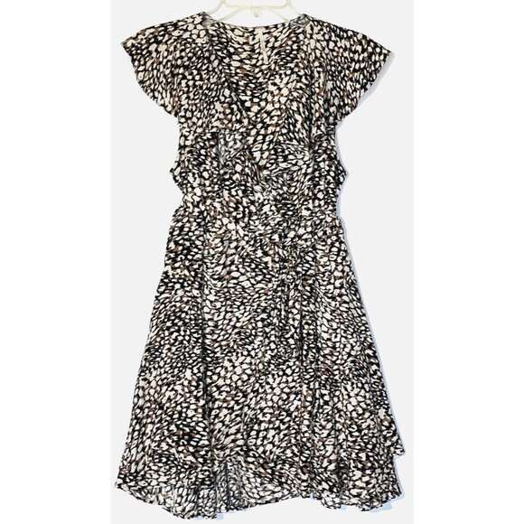 Free People Black Brown French Quarter Print Ruffle Wrap Mini Dress Sz XS - Picture 3 of 13